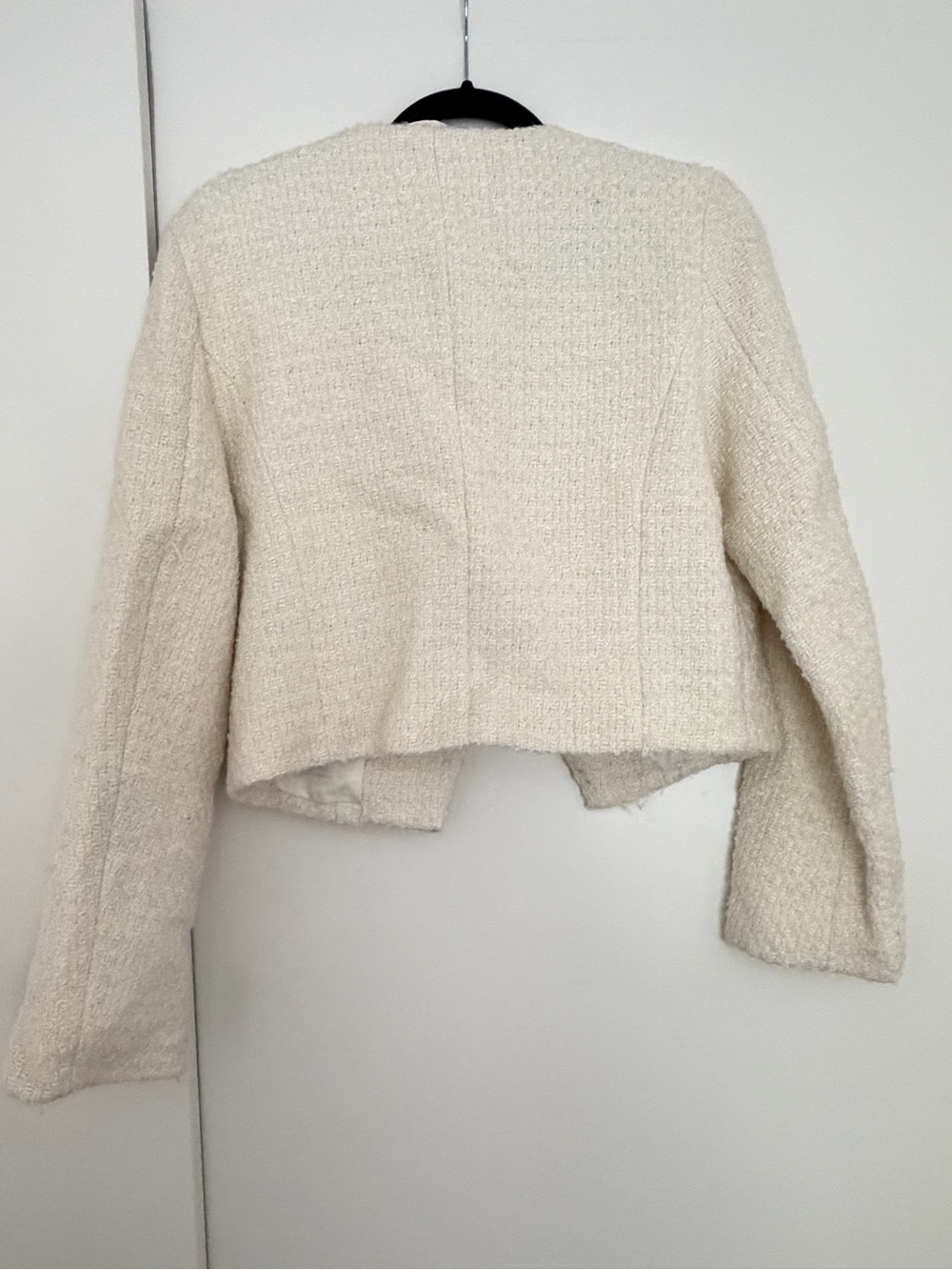 Avec Les Filles Cream Tweed Jacket with Black Velvet Bow - Picture 4 of 5